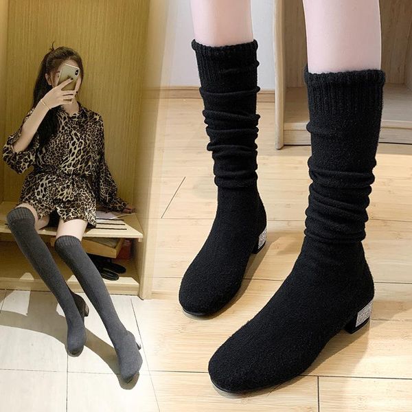 boots autumn and winter style wool women's over-the-knee stretch chunky heel semi-high heeled hose fashion women, Black
boots autumn and winter style wool women's over-the-knee stretch chunky heel semi-high heeled hose fashion women, Black