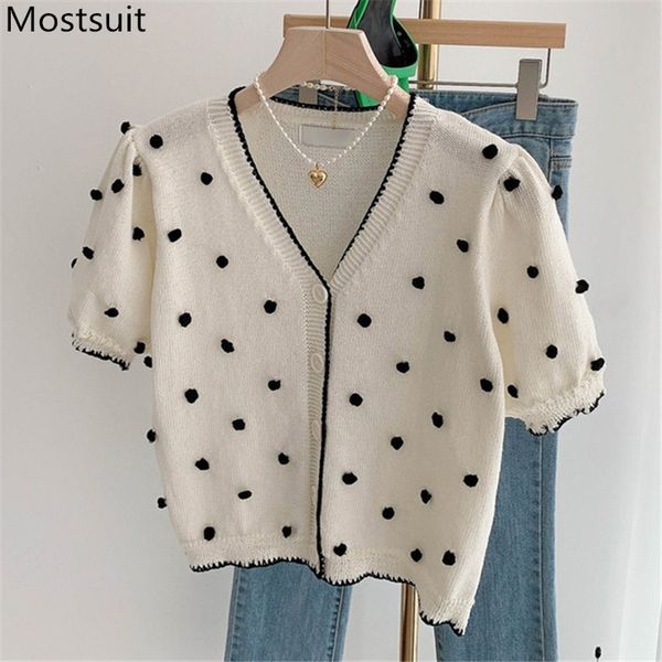 stereoscopic balls knitted cardigan women summer short sleeve v-neck knitwear korean elegant vintage ladies jumpers sweater 210514, White
stereoscopic balls knitted cardigan women summer short sleeve v-neck knitwear korean elegant vintage ladies jumpers sweater 210514, White