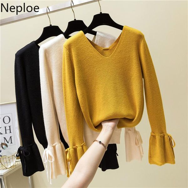 women's sweaters neploe knitted solid women sweater autumn 2021 v-neck lantern sleeve casual loose korean female 45096, White;black
women's sweaters neploe knitted solid women sweater autumn 2021 v-neck lantern sleeve casual loose korean female 45096, White;black