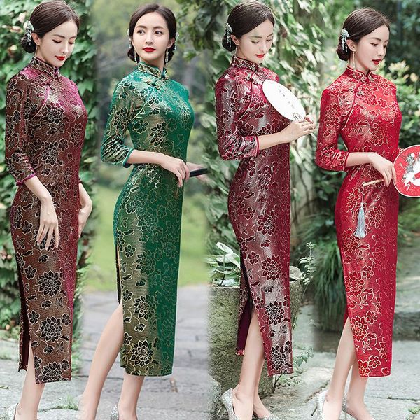 ethnic clothing shanghai story 3/4 sleeve velvet qipao peony embriodery chinese dress long cheongsam for women autumn winter, Red
ethnic clothing shanghai story 3/4 sleeve velvet qipao peony embriodery chinese dress long cheongsam for women autumn winter, Red