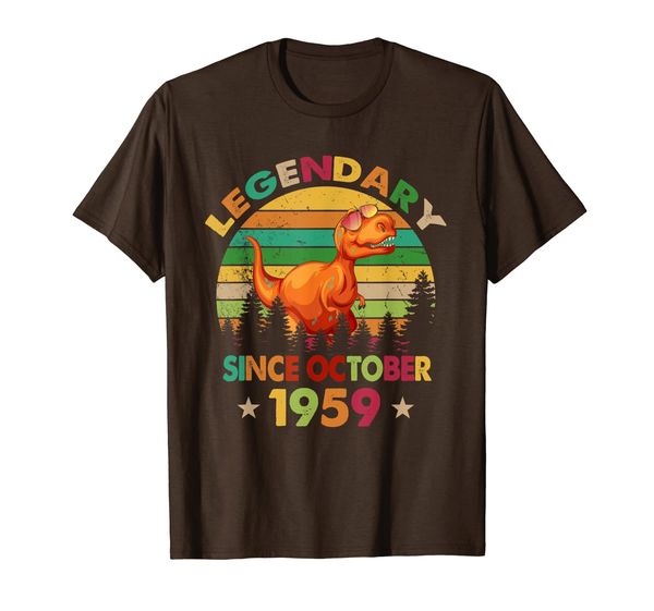 60 yrs old dinosaur birthday gifts legend since october 1959 t-shirt, White;black 
60 yrs old dinosaur birthday gifts legend since october 1959 t-shirt, White;black