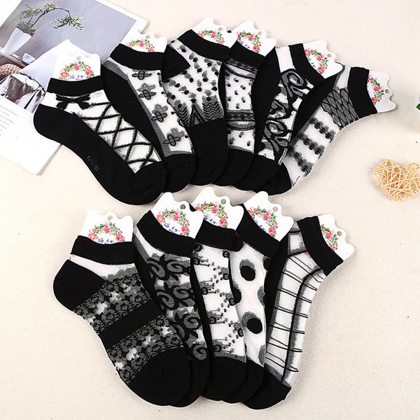 socks short tube breathable silk women' cotton bottom glass thin summer socks, Red;black
socks short tube breathable silk women' cotton bottom glass thin summer socks, Red;black