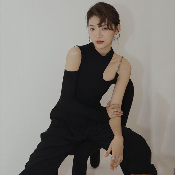 women black hollow out slim chain t-shirt half high neck sleeveless fashion tide spring summer 2021 c886 women's, White
women black hollow out slim chain t-shirt half high neck sleeveless fashion tide spring summer 2021 c886 women's, White