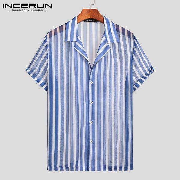 fashion men striped shirt mesh lapel short sleeve see through button casual hawaiian shirts streetwear breathable camisa men's, White;black
fashion men striped shirt mesh lapel short sleeve see through button casual hawaiian shirts streetwear breathable camisa men's, White;black
