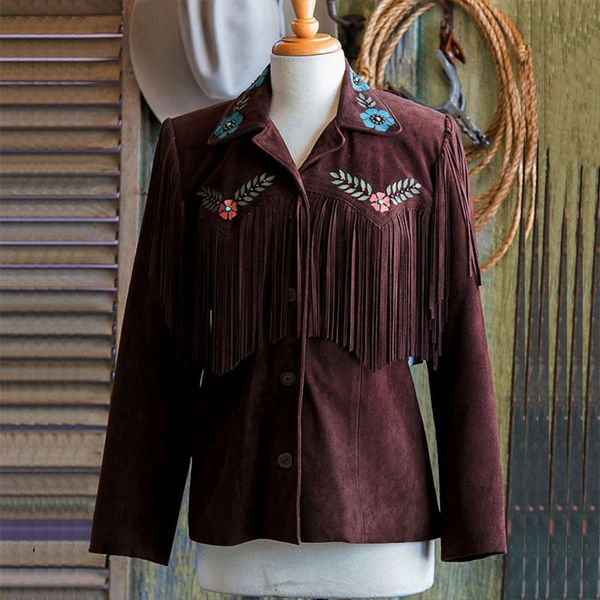 autumn and winter western style lapel tassel brown temperament single breasted long sleeve coat, Black;brown
autumn and winter western style lapel tassel brown temperament single breasted long sleeve coat, Black;brown