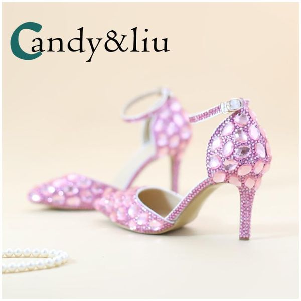 pink crystal sandals pointed toe ankle strap thin heel women pumps for bride bridesmaid party prom banquet evening dress, Black
pink crystal sandals pointed toe ankle strap thin heel women pumps for bride bridesmaid party prom banquet evening dress, Black