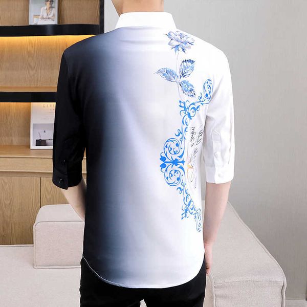 w1062021 new men's summer gradual change printing shirt korean slim summer wear 3 / 4 sleeve shirt men's wear, White;black
w1062021 new men's summer gradual change printing shirt korean slim summer wear 3 / 4 sleeve shirt men's wear, White;black