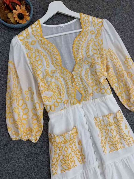 dress summer long dresses women v-neck color block yellow embroidery vintage button front white maxi dress, Black;gray
dress summer long dresses women v-neck color block yellow embroidery vintage button front white maxi dress, Black;gray