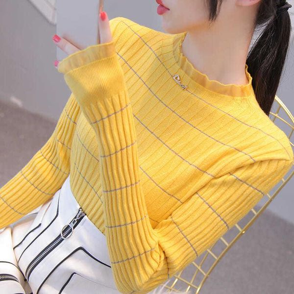 women's sweaters fall/winter style long-sleeved sweater with lotus leaf collar, self-cultivation, western-style bottoming shirt, mesh, White;black
women's sweaters fall/winter style long-sleeved sweater with lotus leaf collar, self-cultivation, western-style bottoming shirt, mesh, White;black