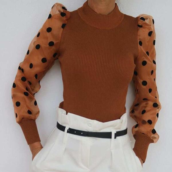 women womens shirts long sleeve stand neck knitted slim fashion autumn polka dot fuff blouse, White
women womens shirts long sleeve stand neck knitted slim fashion autumn polka dot fuff blouse, White