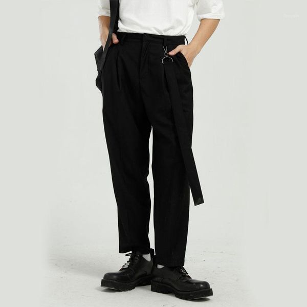 men solid color ribbon casual ankle-length suit pant male japan korea streetwear fashion trousers men's pants, Black
men solid color ribbon casual ankle-length suit pant male japan korea streetwear fashion trousers men's pants, Black