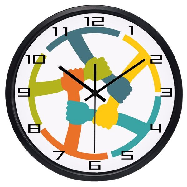 wall clocks teamwork hands office help relief institution creative clock