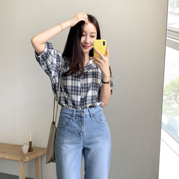 new plaid shirt female casual blue women short sleeve linen cotton summer girls blouse plus size women blouses femme blusas 210420, White
new plaid shirt female casual blue women short sleeve linen cotton summer girls blouse plus size women blouses femme blusas 210420, White