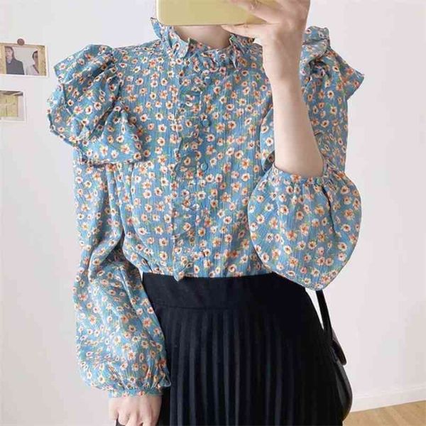 sweet floral blouse women's spring ruffles stand collor single breasted long sleeve shirt female fashion 210427, White
sweet floral blouse women's spring ruffles stand collor single breasted long sleeve shirt female fashion 210427, White