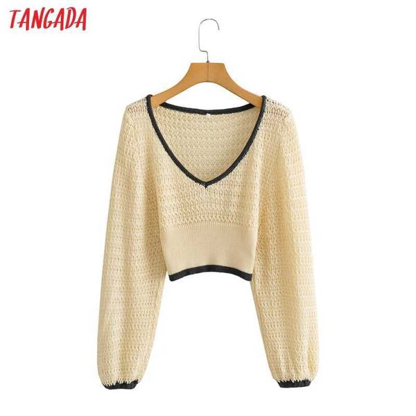 tangada women elegant deep v neck crop knitted sweater jumper female pullovers chic bc58 210609, White;black
tangada women elegant deep v neck crop knitted sweater jumper female pullovers chic bc58 210609, White;black