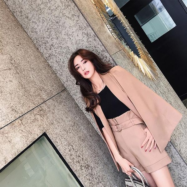women's suits & blazers women casual set notched collar cloak blazer and high waist short pant fashion office outfits slim cape blaser, White;black
women's suits & blazers women casual set notched collar cloak blazer and high waist short pant fashion office outfits slim cape blaser, White;black