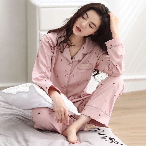 women's sleepwear autumn women pajamas sets cotton fresh style set o-neck pyjamas female pijamas casual homewear mujer vqq6, Black;red
women's sleepwear autumn women pajamas sets cotton fresh style set o-neck pyjamas female pijamas casual homewear mujer vqq6, Black;red