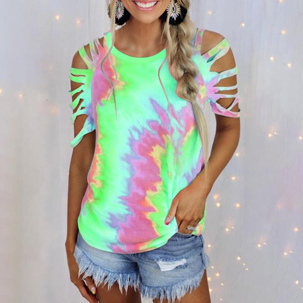 women's blouses & shirts casual t shirt women fashion tie dye print off shoulder short sleeve female pullover clothes round-neck hollow, White
women's blouses & shirts casual t shirt women fashion tie dye print off shoulder short sleeve female pullover clothes round-neck hollow, White