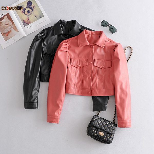 women's jackets arrival women short pu long sleeve crop leather coats 2021 autumn winter clothing veste femme, Black;brown
women's jackets arrival women short pu long sleeve crop leather coats 2021 autumn winter clothing veste femme, Black;brown
