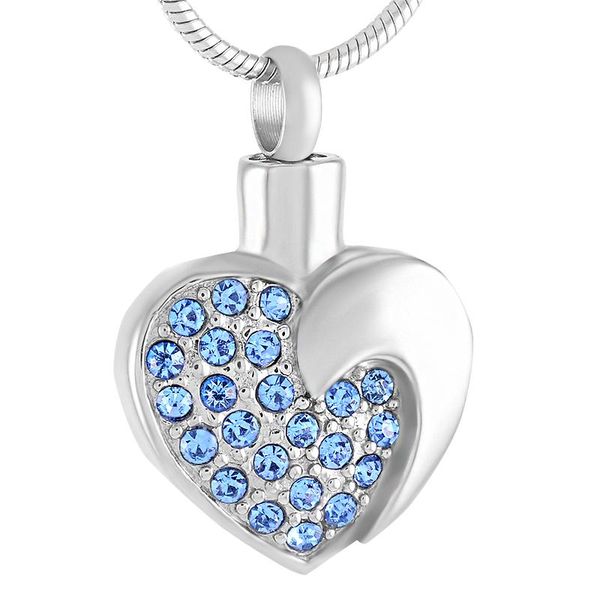 pendant necklaces memorial urn in stainless steel a half blue crystal heart cremation jewelry hold human/pet ashes keepsake, Silver
pendant necklaces memorial urn in stainless steel a half blue crystal heart cremation jewelry hold human/pet ashes keepsake, Silver