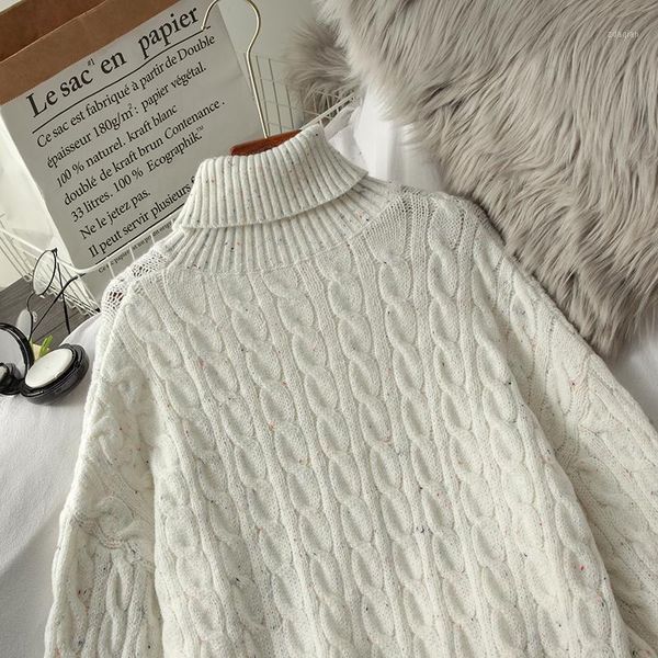 casual cable-knit turtleneck pullover long sleeve sweater women's white autumn and winter idle style loose bottoming sweaters, White;black
casual cable-knit turtleneck pullover long sleeve sweater women's white autumn and winter idle style loose bottoming sweaters, White;black