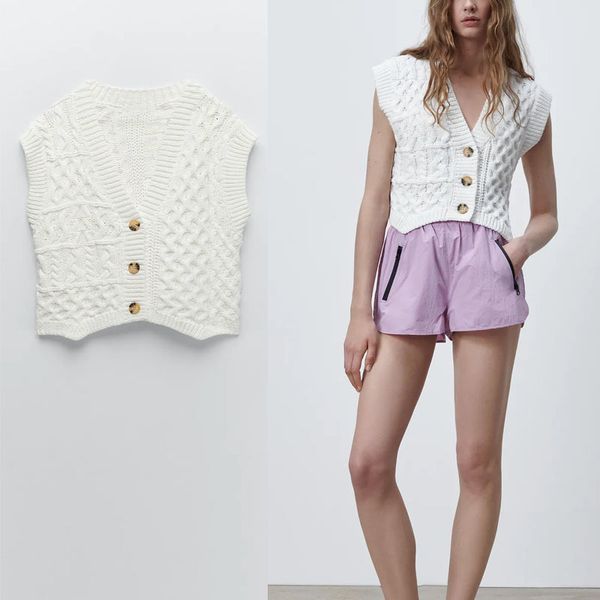 sweaters za white cable knit vest women sleeveless v neck spring sweater feminine fashion button up vintage knitted top, White;black
sweaters za white cable knit vest women sleeveless v neck spring sweater feminine fashion button up vintage knitted top, White;black