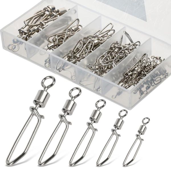 fishing hooks donql 50pcs bearing swivel connector stainless steel pin rolling safety snap fishhook lure line tackle
fishing hooks donql 50pcs bearing swivel connector stainless steel pin rolling safety snap fishhook lure line tackle