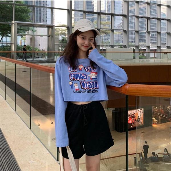women's t-shirt korean style sweet blue white o-neck clothing letter crop character full small fresh t-shirts spring autumn
women's t-shirt korean style sweet blue white o-neck clothing letter crop character full small fresh t-shirts spring autumn