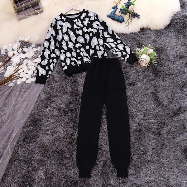 lucyever fashion knitted women two piece set suits leopard long sleeve sweater lace up harem pants korean female autumn outfits, White
lucyever fashion knitted women two piece set suits leopard long sleeve sweater lace up harem pants korean female autumn outfits, White