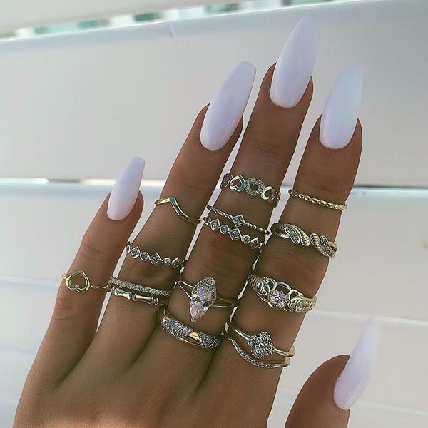 wedding rings 13pcs/set fashion women heart drop geometry crystal knuckle gold ring set engagement party jewelry gift accessories, Slivery;golden
wedding rings 13pcs/set fashion women heart drop geometry crystal knuckle gold ring set engagement party jewelry gift accessories, Slivery;golden