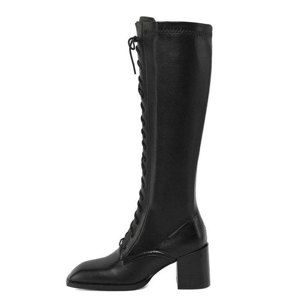 boots genuine leather stretch women fashion chunky heel knee woman zip cross-strap mairtin black brown size 33 
boots genuine leather stretch women fashion chunky heel knee woman zip cross-strap mairtin black brown size 33