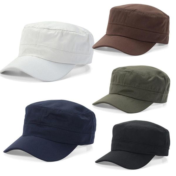 wide brim hats men's flat military hatstraining solid color adjustable hat classic style, Blue;gray
wide brim hats men's flat military hatstraining solid color adjustable hat classic style, Blue;gray