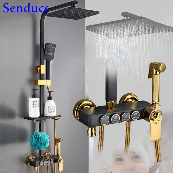 black gold shower set luxury thermostatic bathroom system rainfall 10 inch head copper faucet sets
black gold shower set luxury thermostatic bathroom system rainfall 10 inch head copper faucet sets