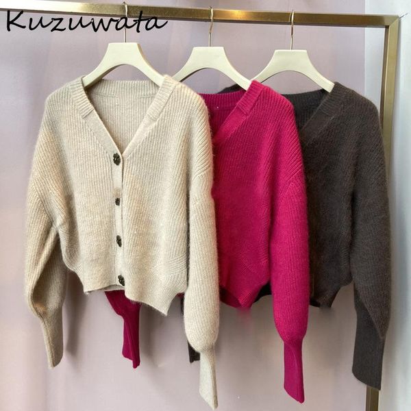 women's jackets kuzuwata japanese sweet warm sweaters 2021 autumn fashion women knitted outerwear loose solid short button cardigan, Black;brown
women's jackets kuzuwata japanese sweet warm sweaters 2021 autumn fashion women knitted outerwear loose solid short button cardigan, Black;brown