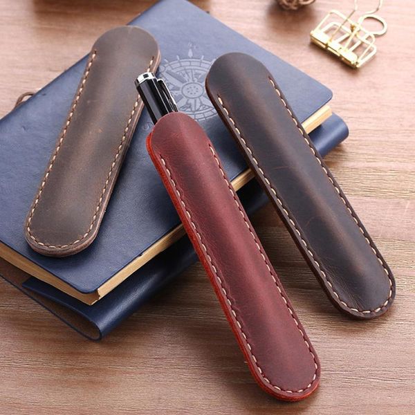 handmade genuine leather pencil bag fountain pen case holder vintage retro style accessories for travel journal bags
handmade genuine leather pencil bag fountain pen case holder vintage retro style accessories for travel journal bags