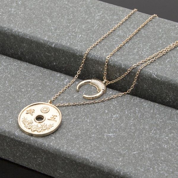pendant necklaces style fashion women's necklace personality vintage coin moon combination double set, Silver
pendant necklaces style fashion women's necklace personality vintage coin moon combination double set, Silver