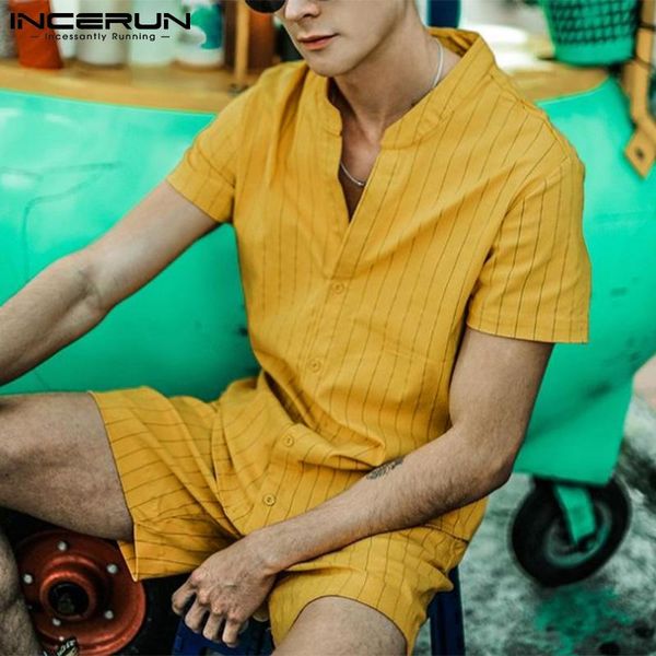 men's tracksuits incerun fashion men striped sets summer lapel short sleeve shirt & shorts 2 pieces streetwear 2021 breathable casual s, Gray
men's tracksuits incerun fashion men striped sets summer lapel short sleeve shirt & shorts 2 pieces streetwear 2021 breathable casual s, Gray
