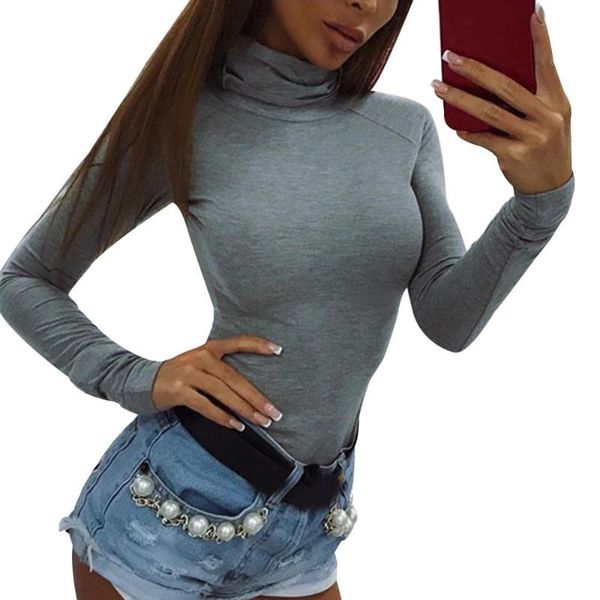 women's blouses & shirts women high collar jumpsuit long sleeve slim bottoming sweater playsuit skinny bodysuit ladies pure color fitn, White
women's blouses & shirts women high collar jumpsuit long sleeve slim bottoming sweater playsuit skinny bodysuit ladies pure color fitn, White