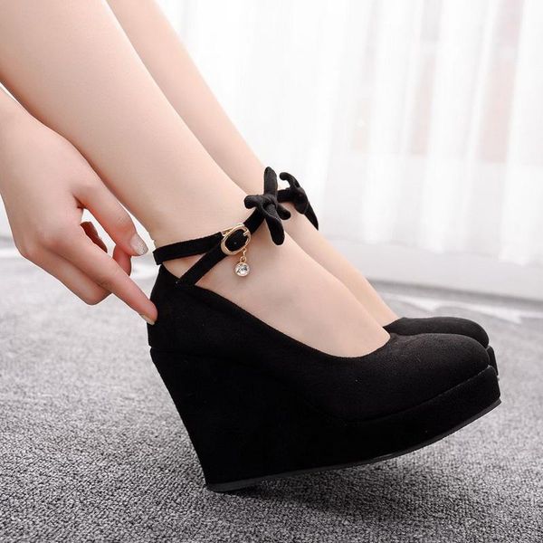 women high heels shoes fashion buckle wedges ladies platform bowtie pumps for woman plus size wedding dress, Black
women high heels shoes fashion buckle wedges ladies platform bowtie pumps for woman plus size wedding dress, Black