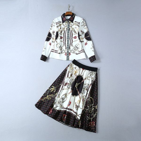 two piece dress autumn european and american women's wear long sleeve shirt pleated skirt fashion chain printing suit qj5o, White
two piece dress autumn european and american women's wear long sleeve shirt pleated skirt fashion chain printing suit qj5o, White