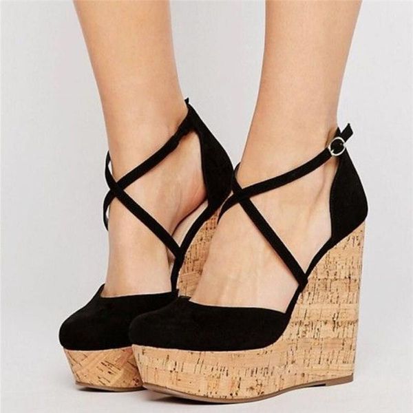 round head summer platform wedges high heels shoes sandals woman straw party ankle-wrap black
round head summer platform wedges high heels shoes sandals woman straw party ankle-wrap black