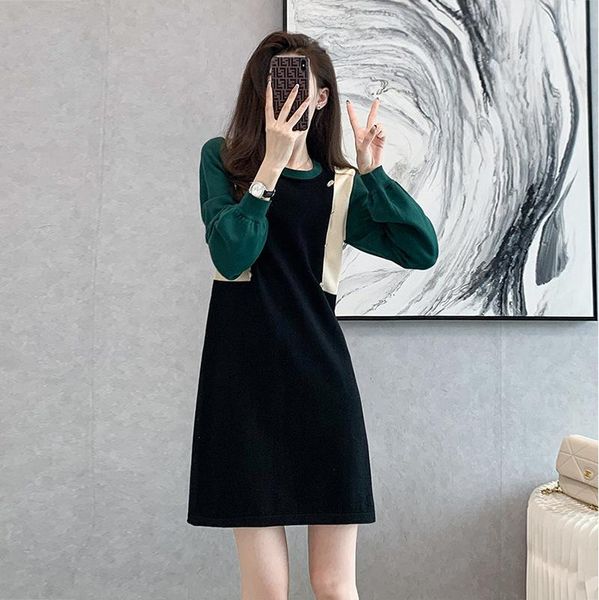 casual dresses knitted early autumn fashion women dress sweater color contrast patchwork o neck long sleeve buttons office ladies 2021, Black;gray
casual dresses knitted early autumn fashion women dress sweater color contrast patchwork o neck long sleeve buttons office ladies 2021, Black;gray