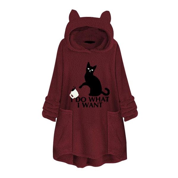 women's hoodies & sweatshirts ladies cat printed with ear hood pocket 2021 womens autumn pullover long sleeve loose clothes pull pour f, Black
women's hoodies & sweatshirts ladies cat printed with ear hood pocket 2021 womens autumn pullover long sleeve loose clothes pull pour f, Black