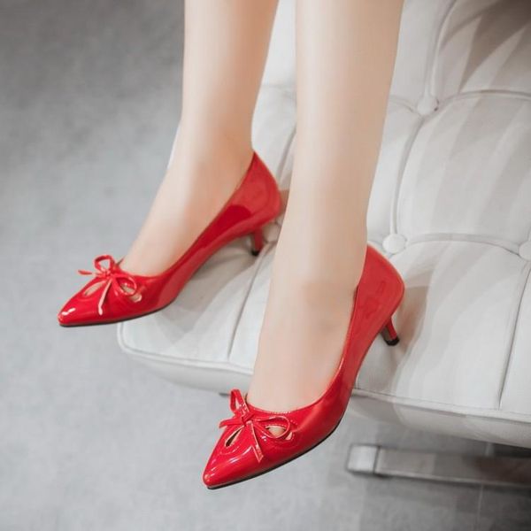 dress shoes pqecfs big size 33-43 2021 fashion women solid sweet butterfly-knot pointed toe pumps 3 colors, Black 
dress shoes pqecfs big size 33-43 2021 fashion women solid sweet butterfly-knot pointed toe pumps 3 colors, Black