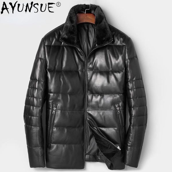 men's leather & faux ayunsue 2021 real genuine jacket men winter warm down coat milk collar coats sheepskin mens clothes wpy4116, Black
men's leather & faux ayunsue 2021 real genuine jacket men winter warm down coat milk collar coats sheepskin mens clothes wpy4116, Black
