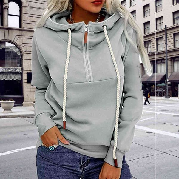 women hoodie casual zipper drawstring hooded sweatshirt elegant turtleneck autumn pullover winter long sleeve solid loose hoodies, Black
women hoodie casual zipper drawstring hooded sweatshirt elegant turtleneck autumn pullover winter long sleeve solid loose hoodies, Black