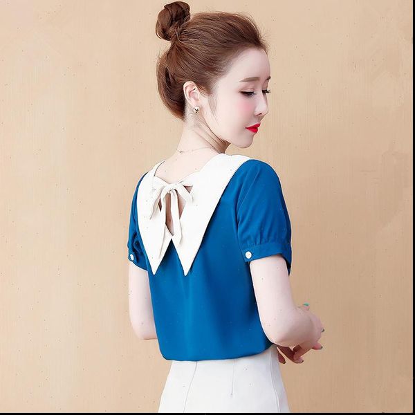 spring summer style chiffon casual women shirts short lantern sleeve peter pan collar blusas zz0821, White
spring summer style chiffon casual women shirts short lantern sleeve peter pan collar blusas zz0821, White