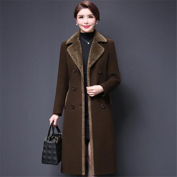 women's wool & blends thickening coat women winter long velvet jacket double breasted sleeve woolen overcoat m-4xl 50201, Black
women's wool & blends thickening coat women winter long velvet jacket double breasted sleeve woolen overcoat m-4xl 50201, Black