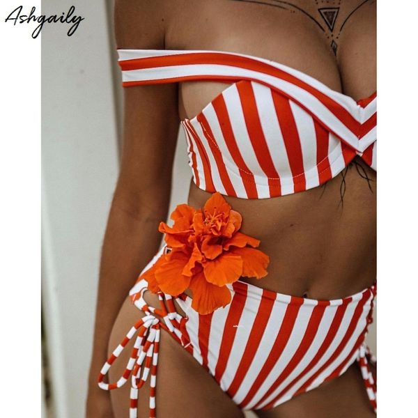high waist women swimwear push up swimsuit striped two pieces bikini set halter bathing beachwear swim suit female, White;black
high waist women swimwear push up swimsuit striped two pieces bikini set halter bathing beachwear swim suit female, White;black