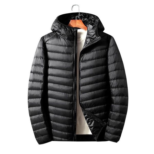 men's down & parkas autumn winter 2021 short hooded lightweight jacket for men trendy white duck clothing fashion stand collar coat, Black